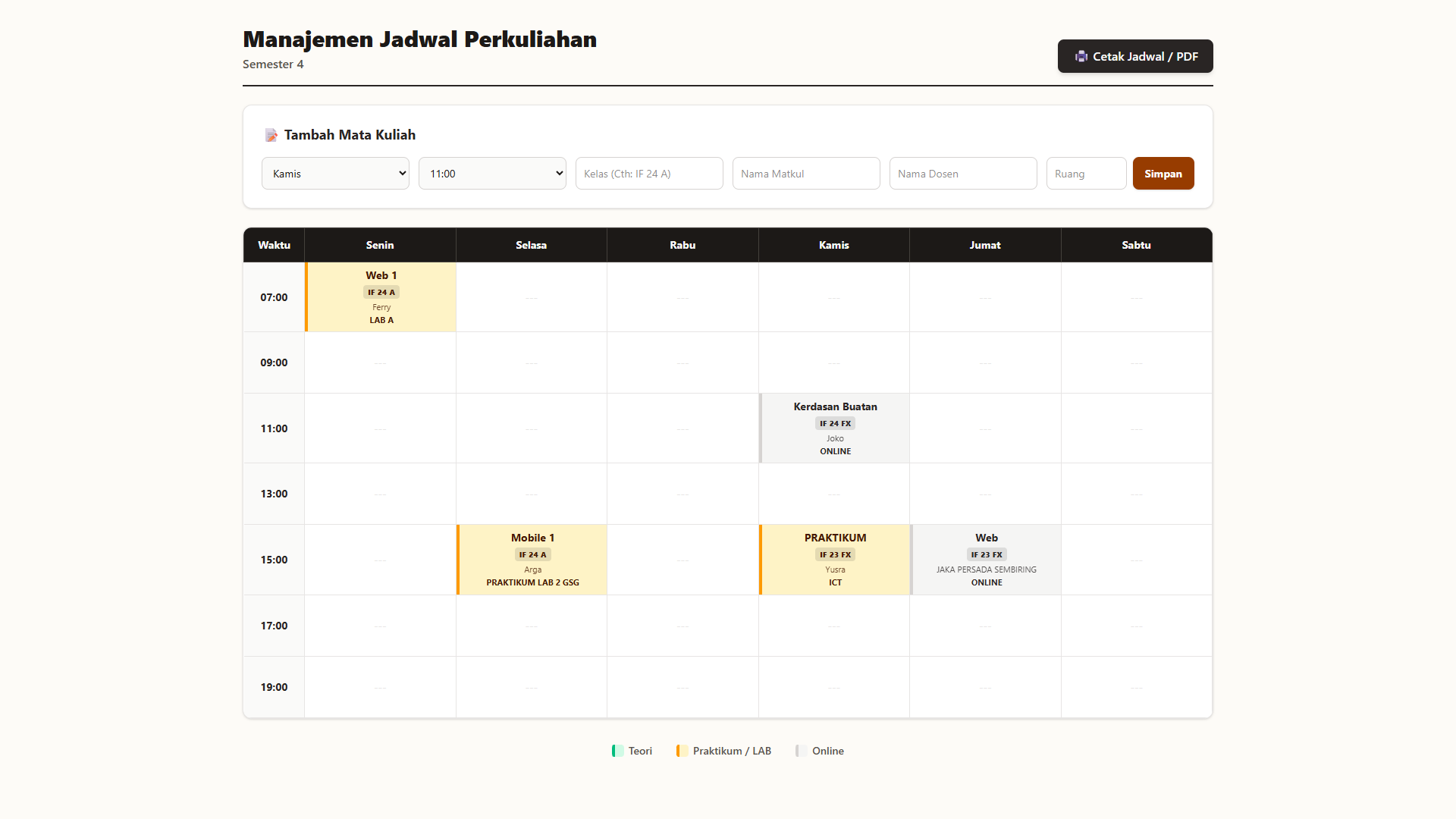 Sistem Input Matakuliah